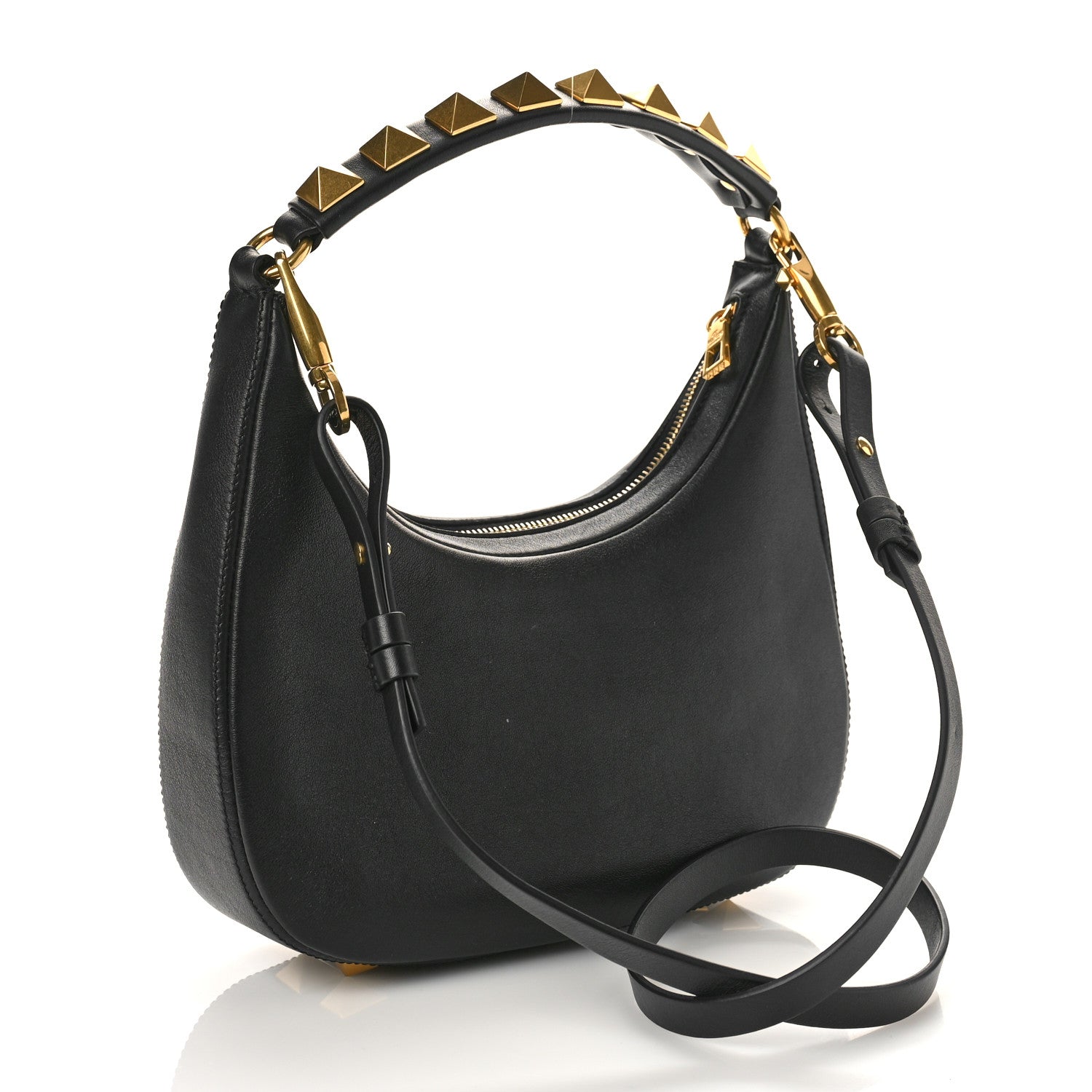 Valentino Garavani Calfskin Stud Sign Zip Hobo Black 3 of 8