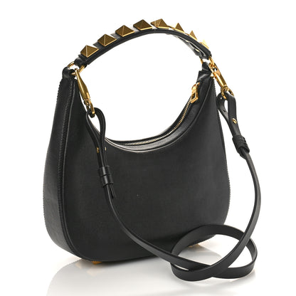Valentino Garavani Calfskin Stud Sign Zip Hobo Black 3 of 8