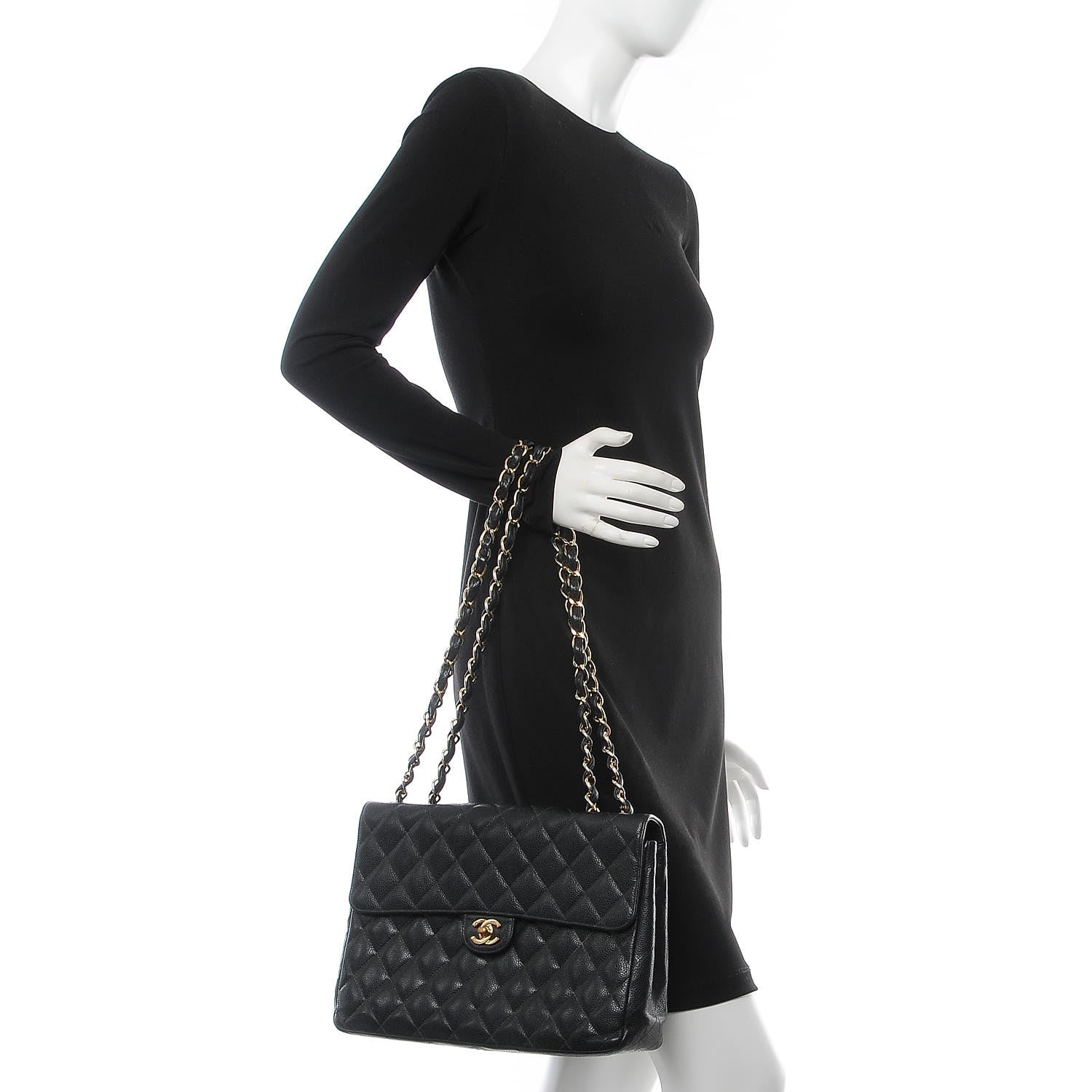 Chanel Caviar Quilted Jumbo Single Flap Black 2 of 20