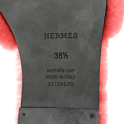 Hermes Woolskin Oran Sandals 38.5 Rose Du Desert 7 of 7