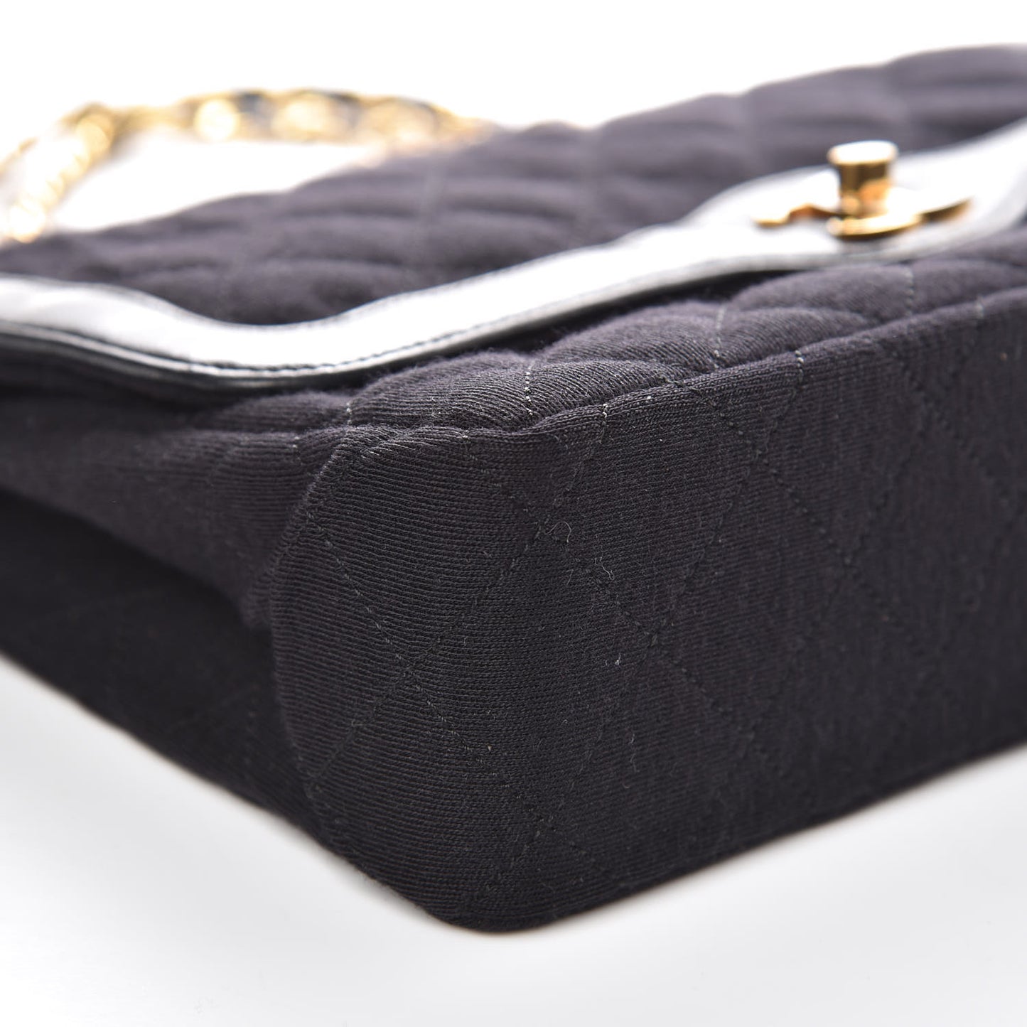 Lambskin Jersey Quilted Medium Double Flap Black