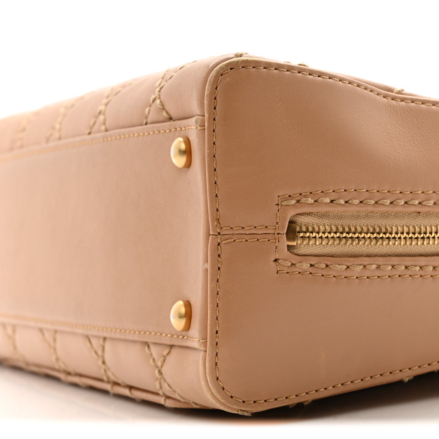 Chanel Calfskin Contrast Stitch Surpique Bowler Beige 12 of 21