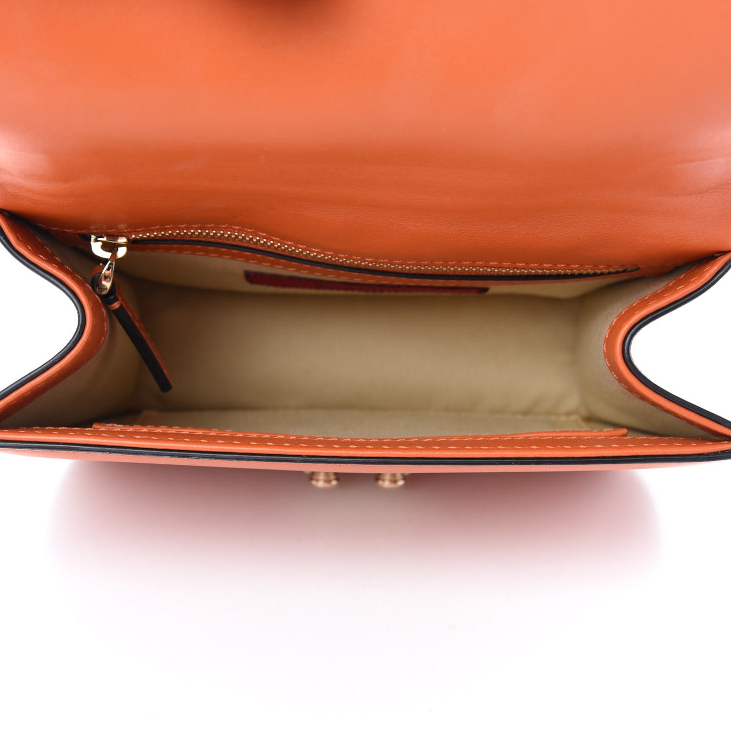 Vitello Small Glam Lock Rockstud Flap Orange