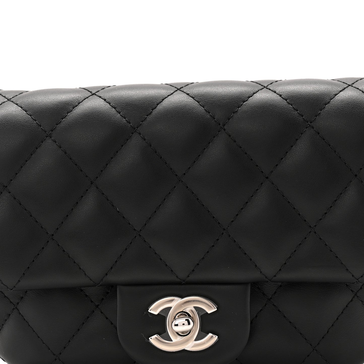 Calfskin Quilted CC Uniform Flap Belt Bag Black
