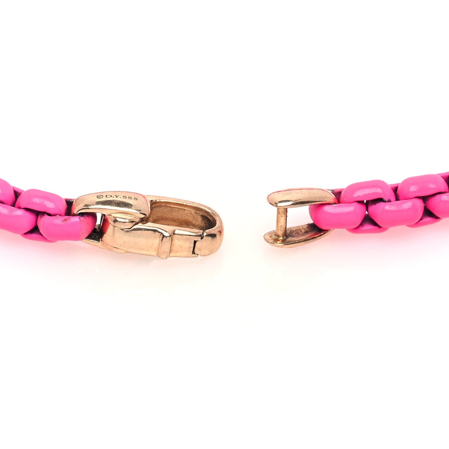 14K Rose Gold Acrylic Bel Aire 4mm Chain Bracelet Hot Pink