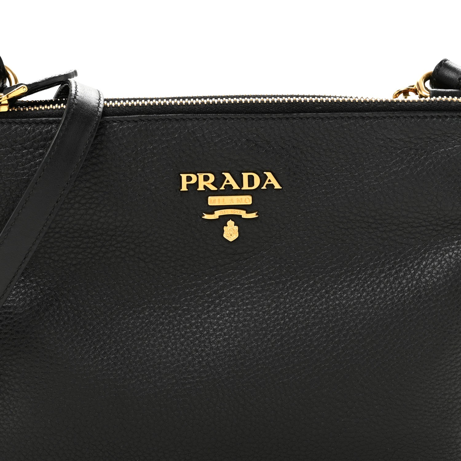 Prada Vitello Daino Double Zip Crossbody Bag Black 10 of 14