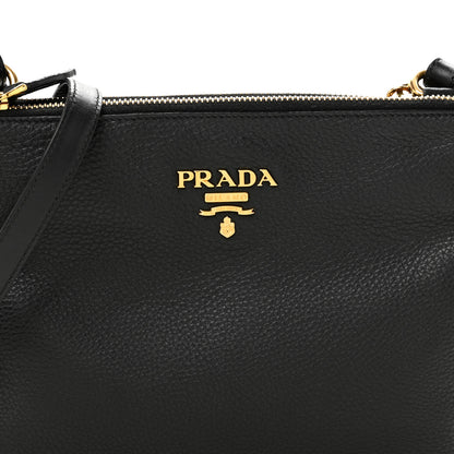 Prada Vitello Daino Double Zip Crossbody Bag Black 10 of 14