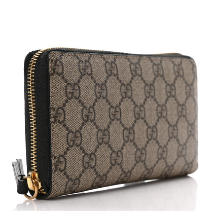 Gucci GG Supreme Monogram Moon Calfskin Zip Around Wallet Beige Ebony Black 3 of 6