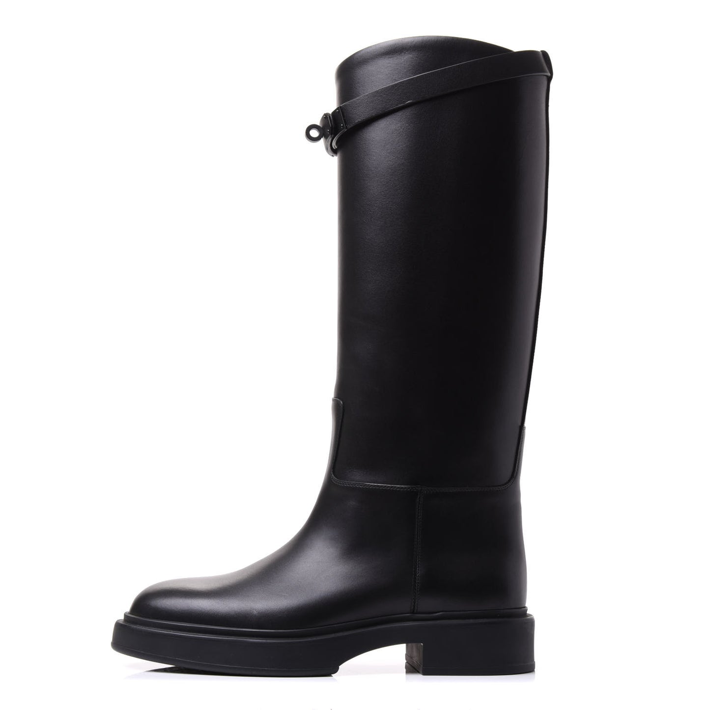 Calfskin Variation Monochromatic Boots 37 Black
