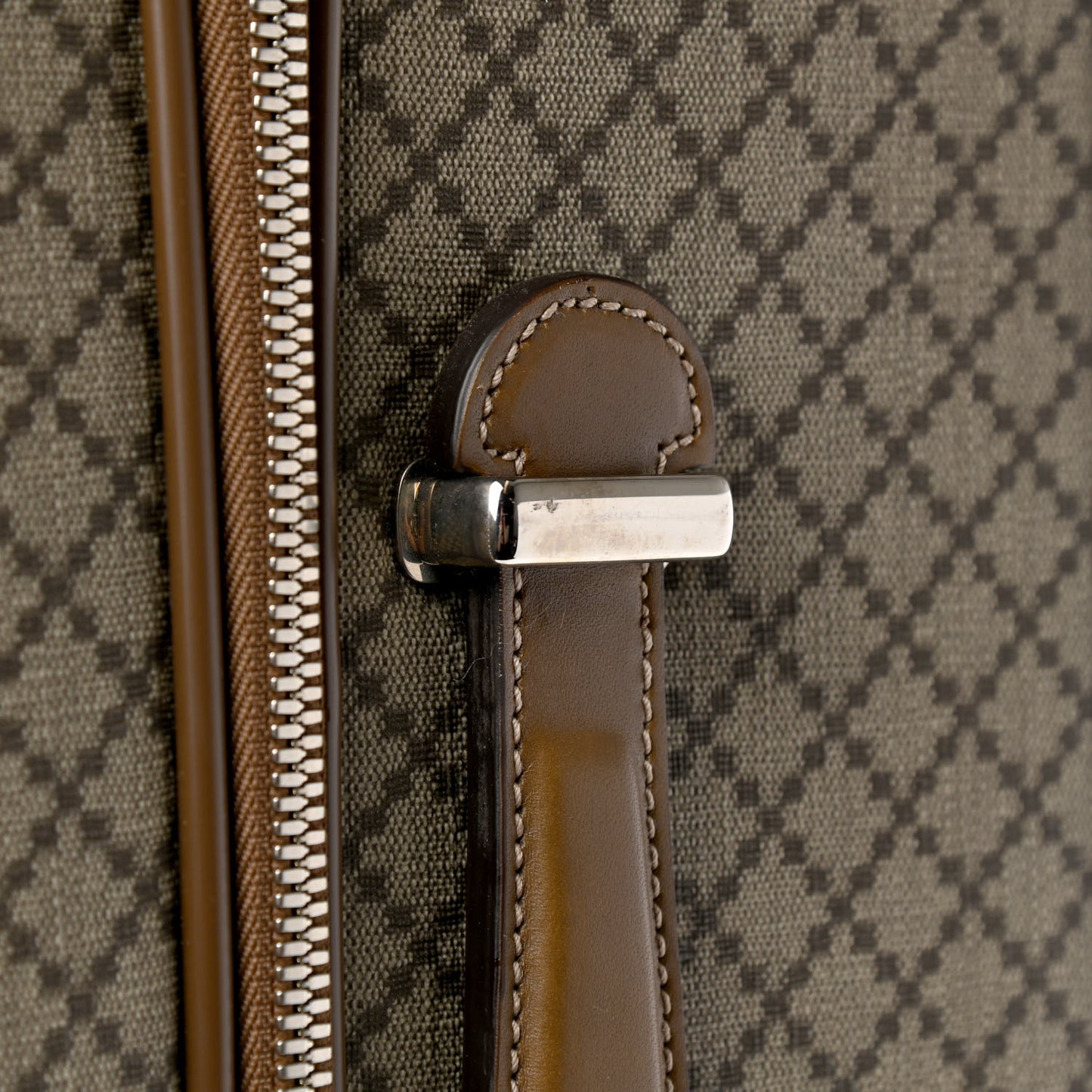 Diamante Plus Four Wheel Trolley Suitcase Brown