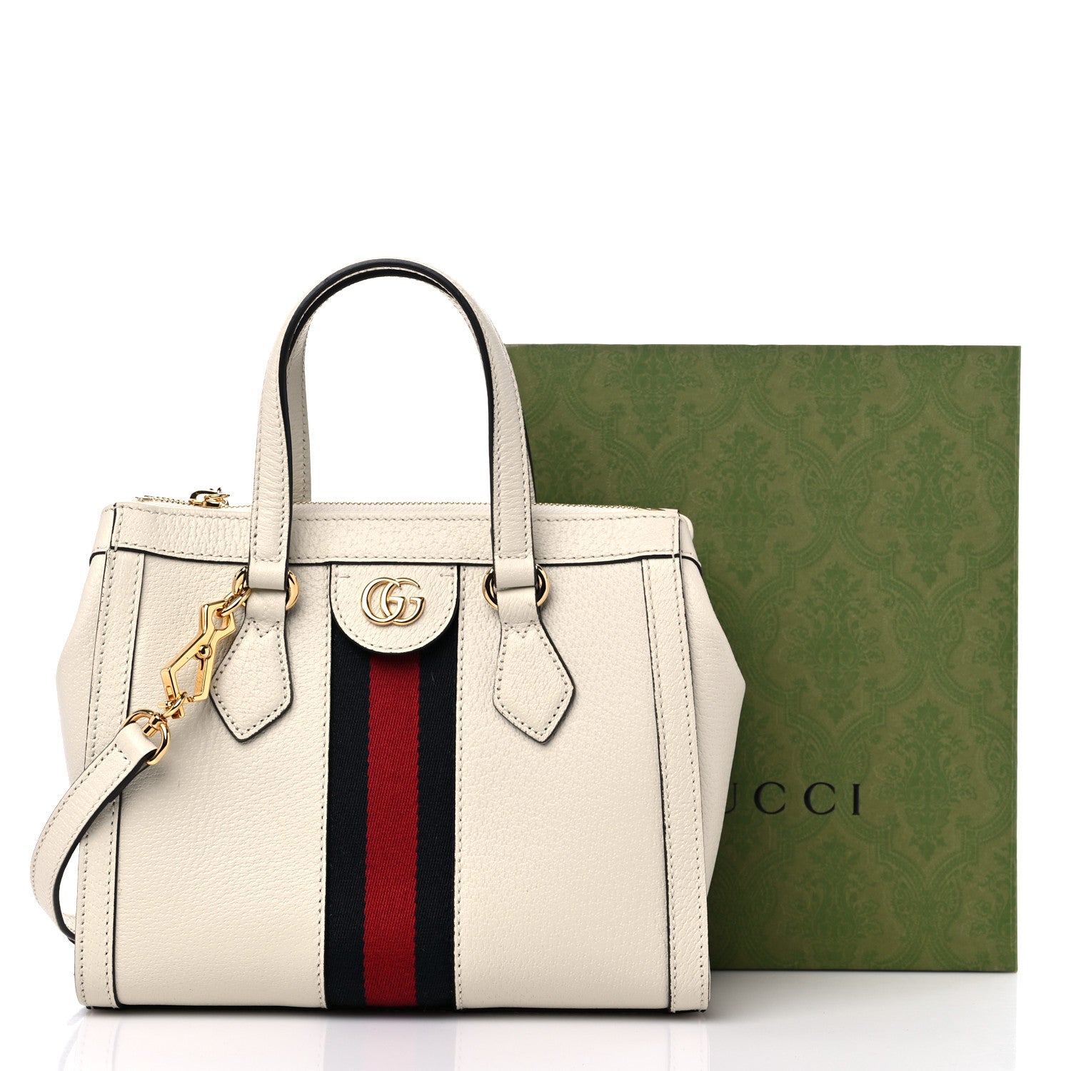 Gucci Textured Calfskin Web Small Ophidia Tote Bag Mystic White 11 of 11