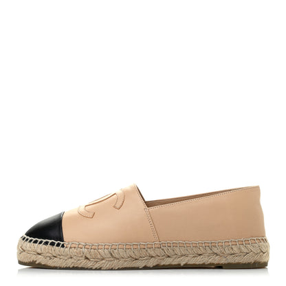 Chanel Lambskin CC Espadrilles 38 Beige Black 1 of 7