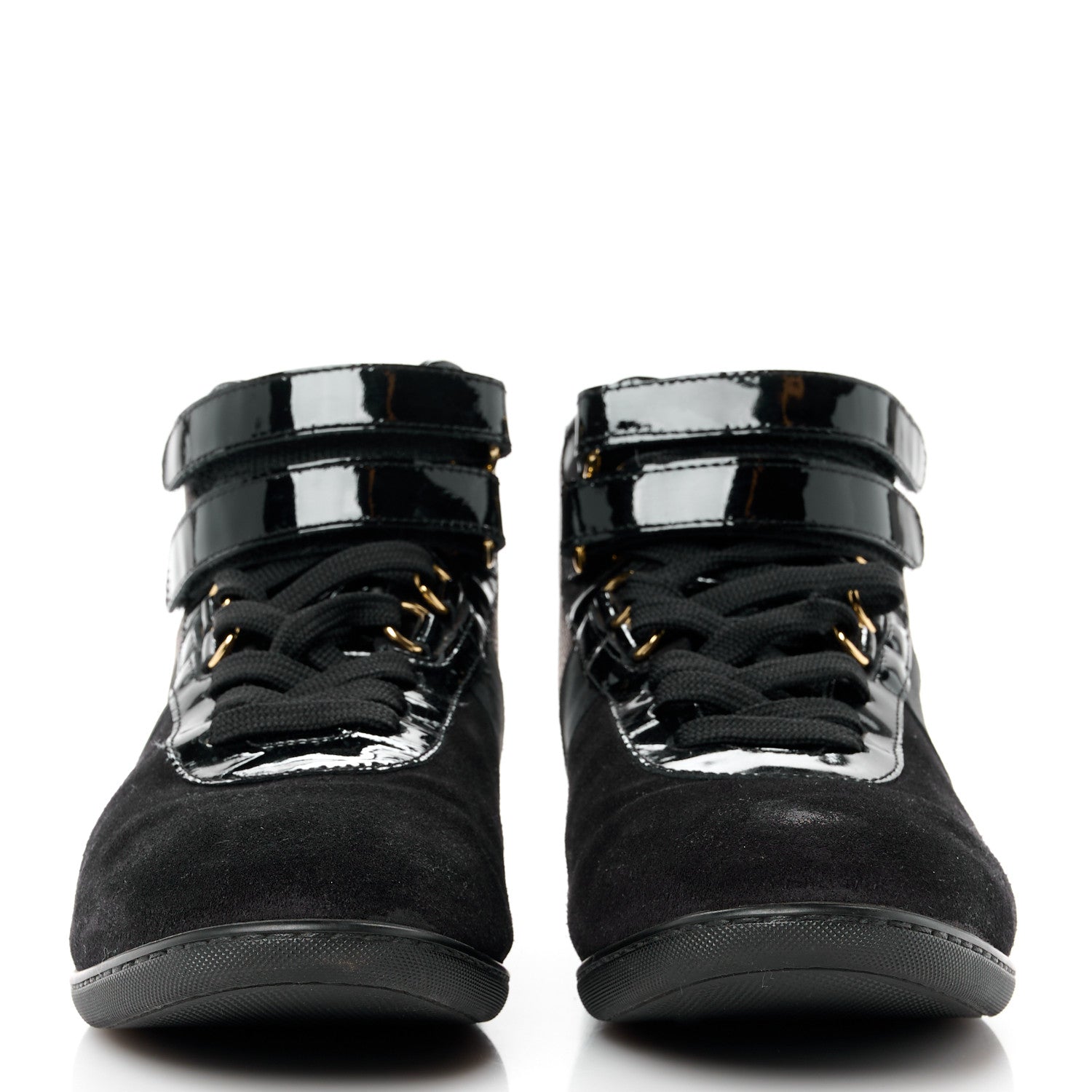 Louis Vuitton Suede Patent Monogram Move Up Sneakers 37 Black 2 of 10