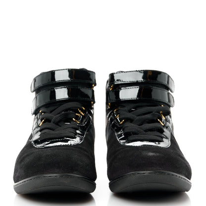 Louis Vuitton Suede Patent Monogram Move Up Sneakers 37 Black 2 of 10