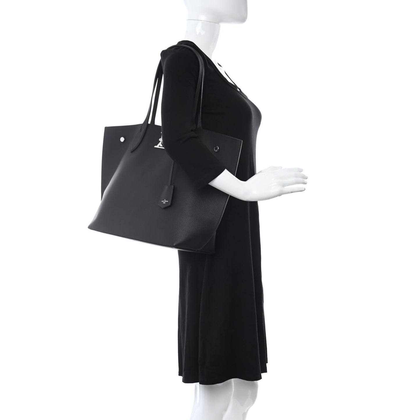 Calfskin Lockme Go Tote Black