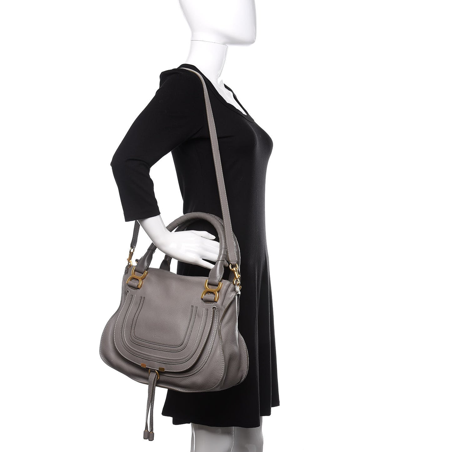 Calfskin Medium Marcie Satchel Cashmere Grey