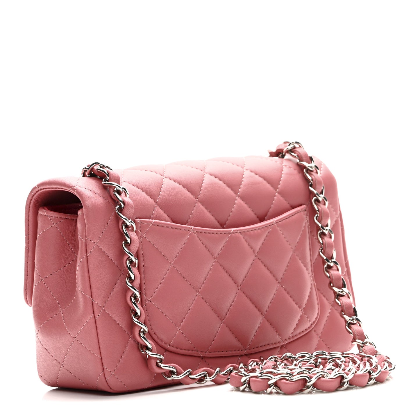 Lambskin Quilted Mini Rectangular Flap Pink