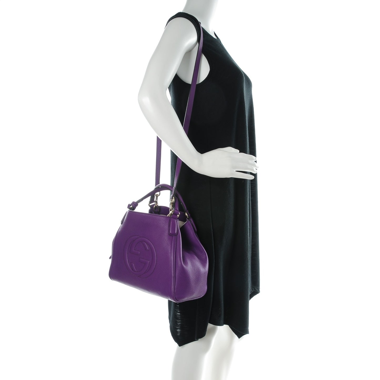 Pebbled Calfskin Small Soho Shoulder Bag Shine Purple