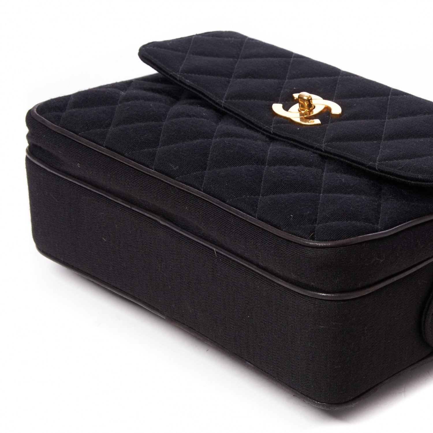 Chanel Jersey Quilted CC Shoulder Bag Black 8 of 11