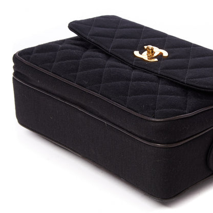 Chanel Jersey Quilted CC Shoulder Bag Black 8 of 11