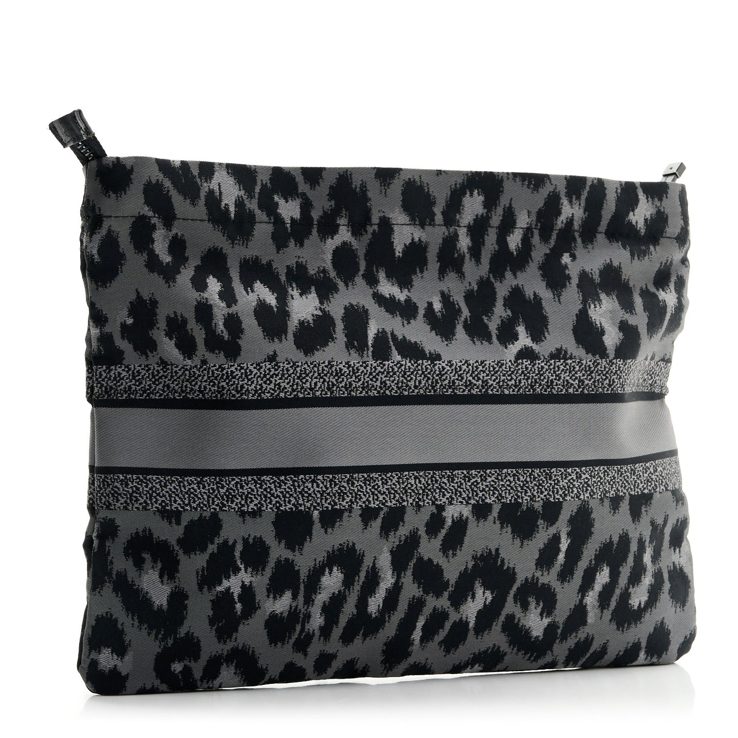 Canvas Embroidered Mizza Diortravel Zipped Pouch Black Grey