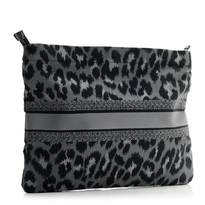 Christian Dior Canvas Embroidered Mizza Diortravel Zipped Pouch Black Grey 3 of 7