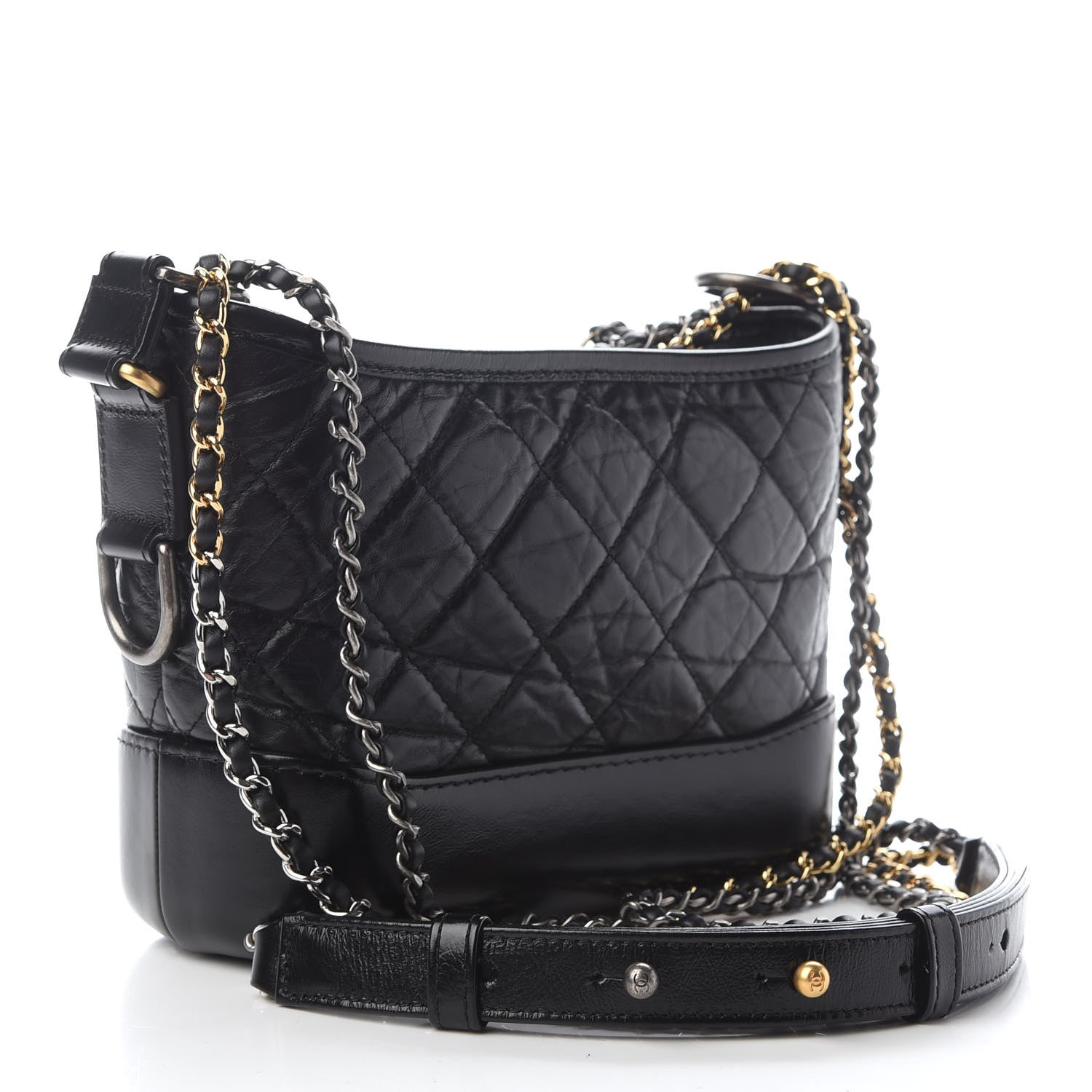 Chanel Aged Calfskin Quilted Small Gabrielle Hobo Black 3 of 9