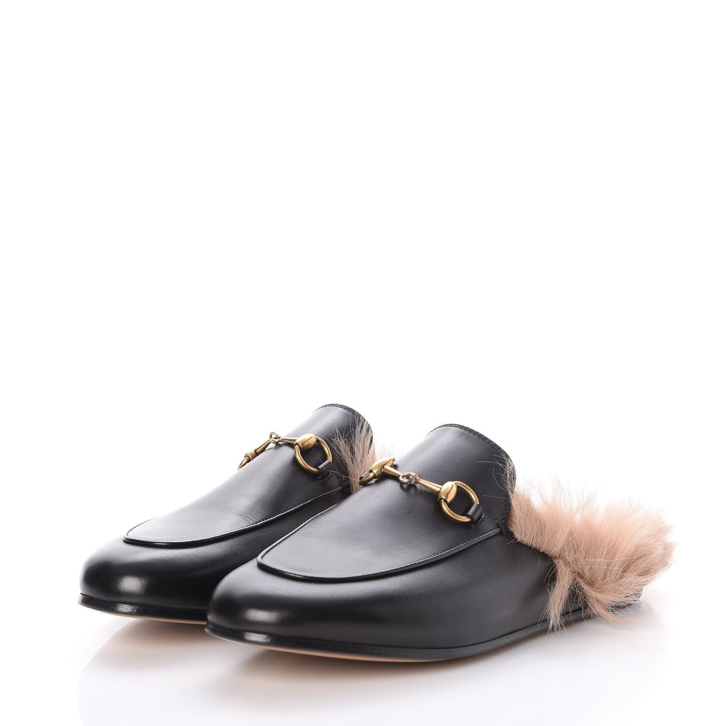 Calfskin Fur Womens Princetown Slippers 37.5 Black