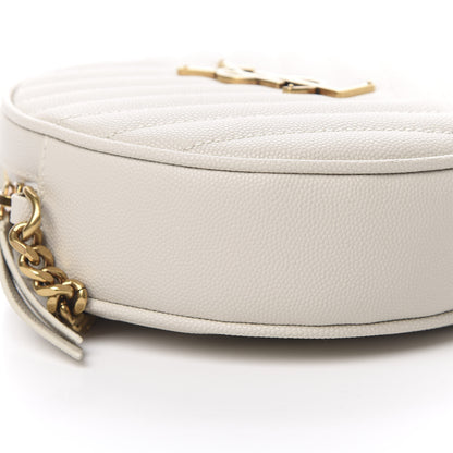 Saint Laurent Grain De Poudre Matelasse Chevron Quilted Round Vinyle Camera Bag Crema Soft 9 of 10