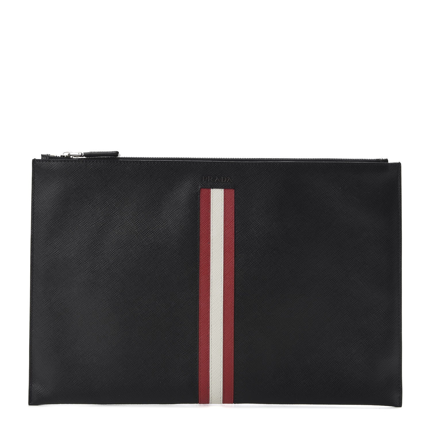 Prada Saffiano Document Case Black Fuoco Talco 1 of 6
