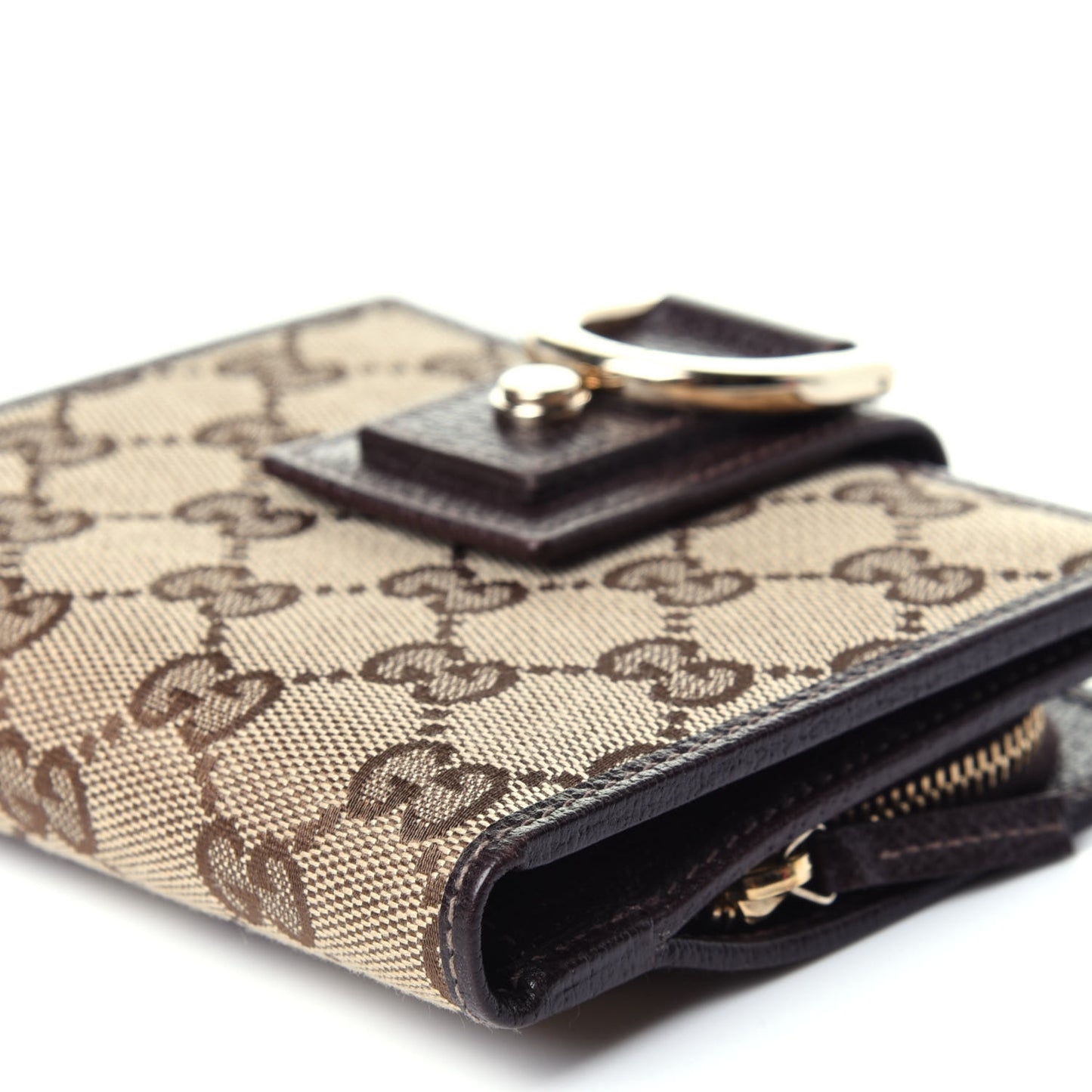 Monogram D Ring Compact Wallet Dark Brown