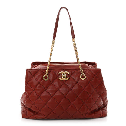Chanel Calfskin Quilted Medium Retro Chain Tote Red 1 of 12