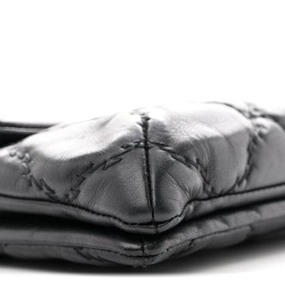 Chanel Calfskin Quilted Double Stitch Hamptons Clutch with Chain Black 8 of 11