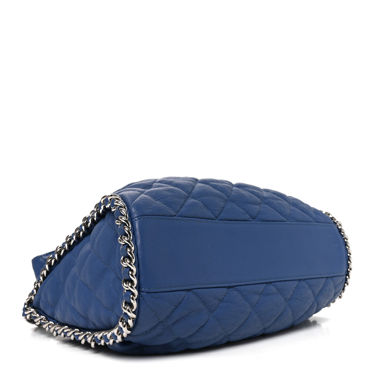 Washed Lambskin Chain Around Hobo Blue