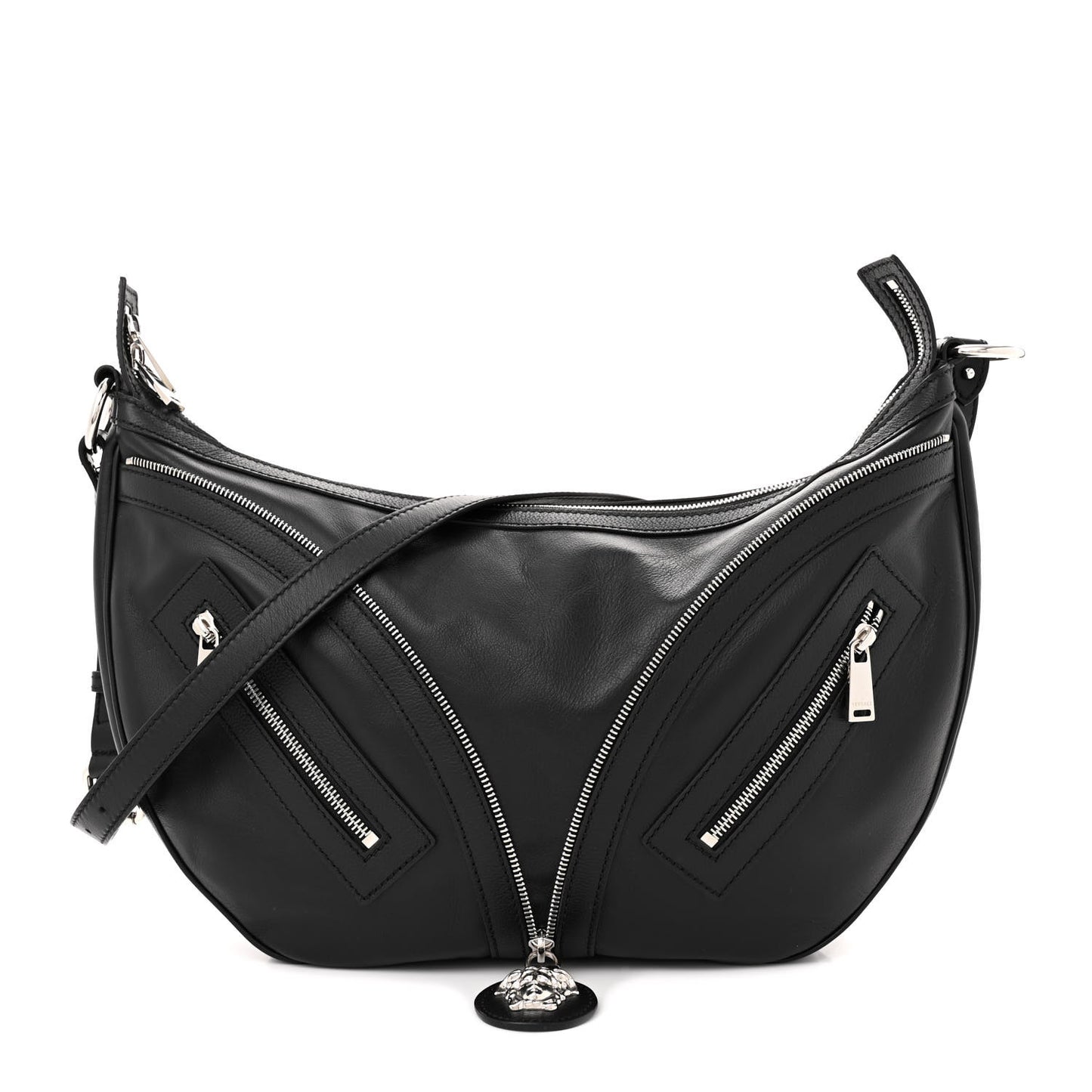 Calfskin Medium Repeat Zip Hobo Black