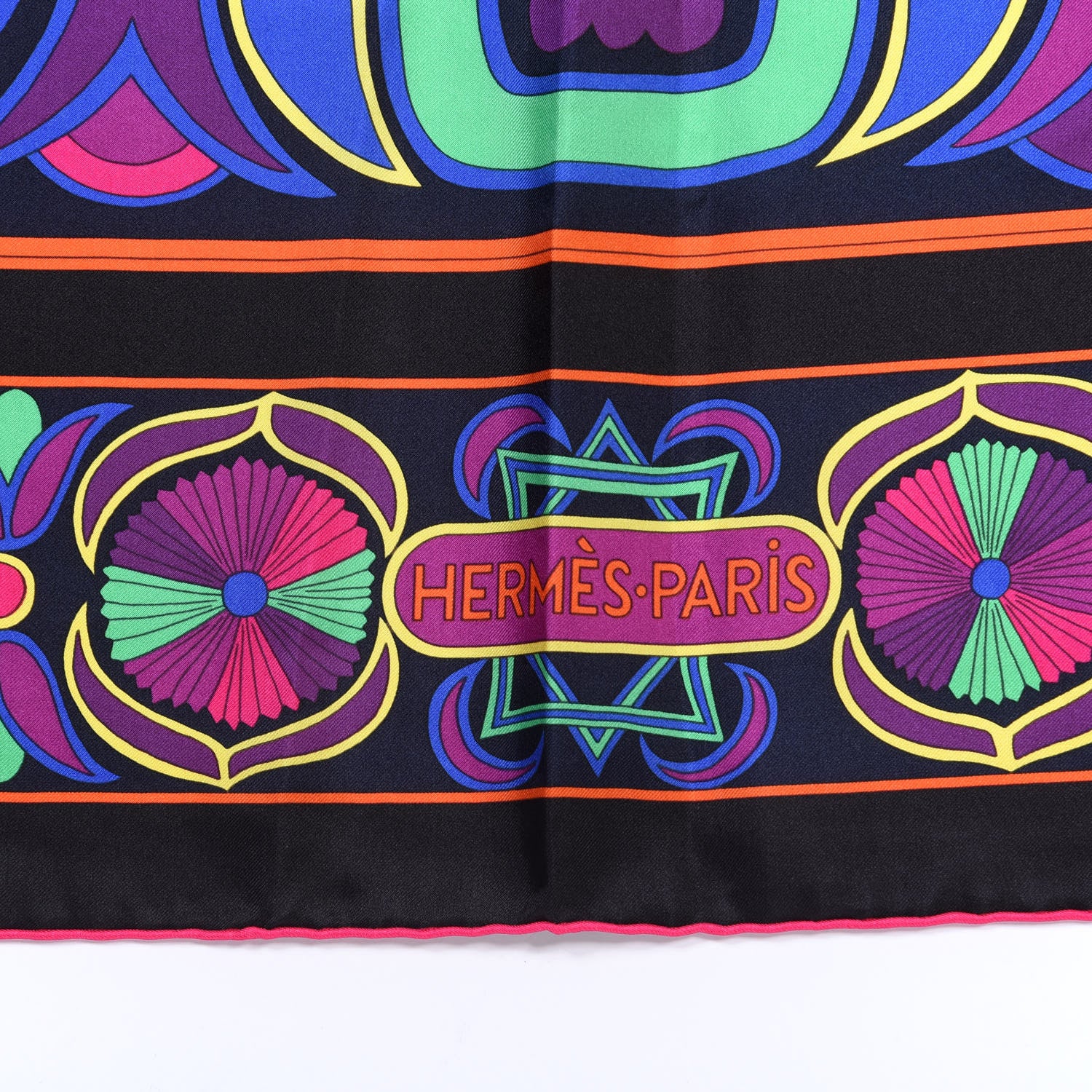 Hermes Silk Folklore Scarf 140 Caban Black Fuchsia 2 of 4
