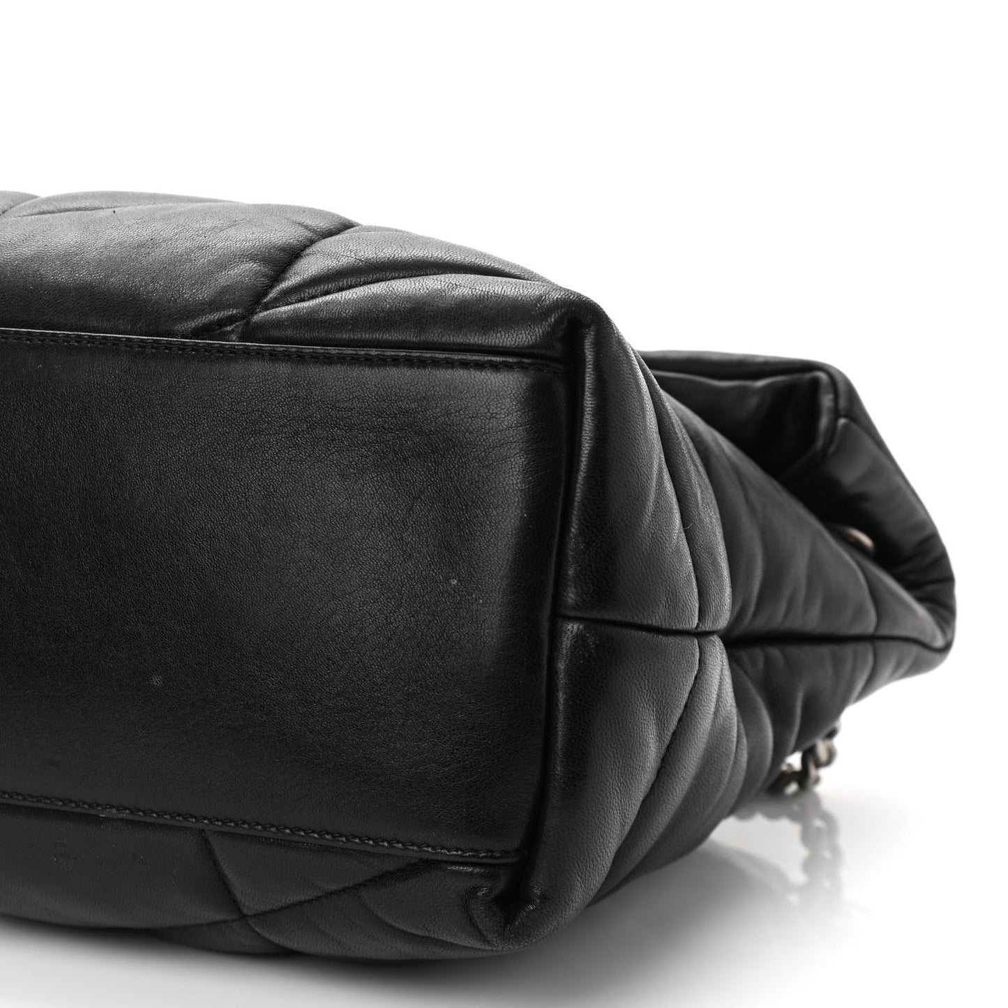 Lambskin Quilted Medium Loulou Puffer Monogram Chain Satchel Black