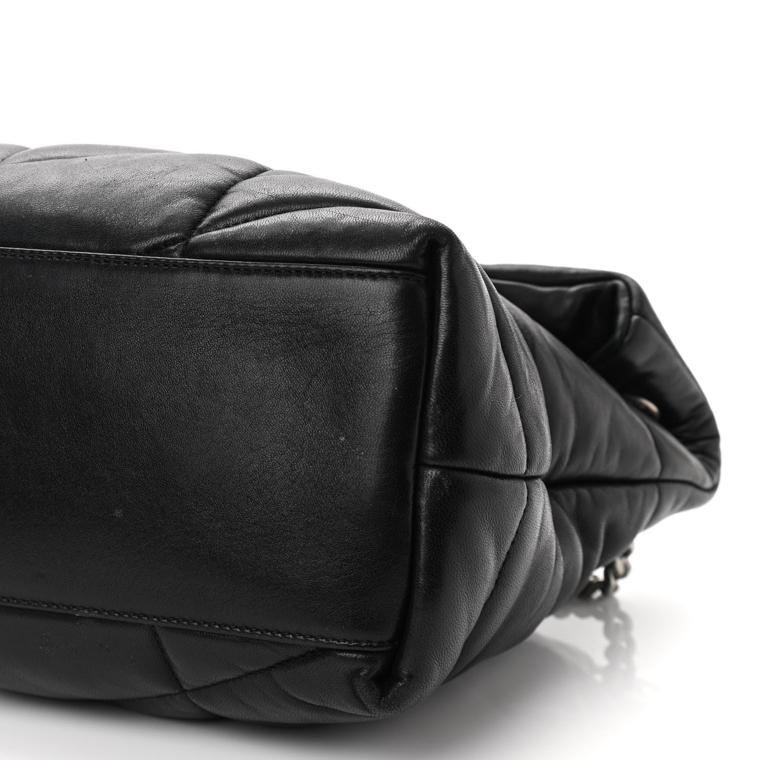 Saint Laurent Lambskin Quilted Medium Loulou Puffer Monogram Chain Satchel Black 12 of 13