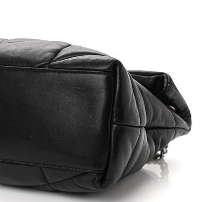 Saint Laurent Lambskin Quilted Medium Loulou Puffer Monogram Chain Satchel Black 12 of 13