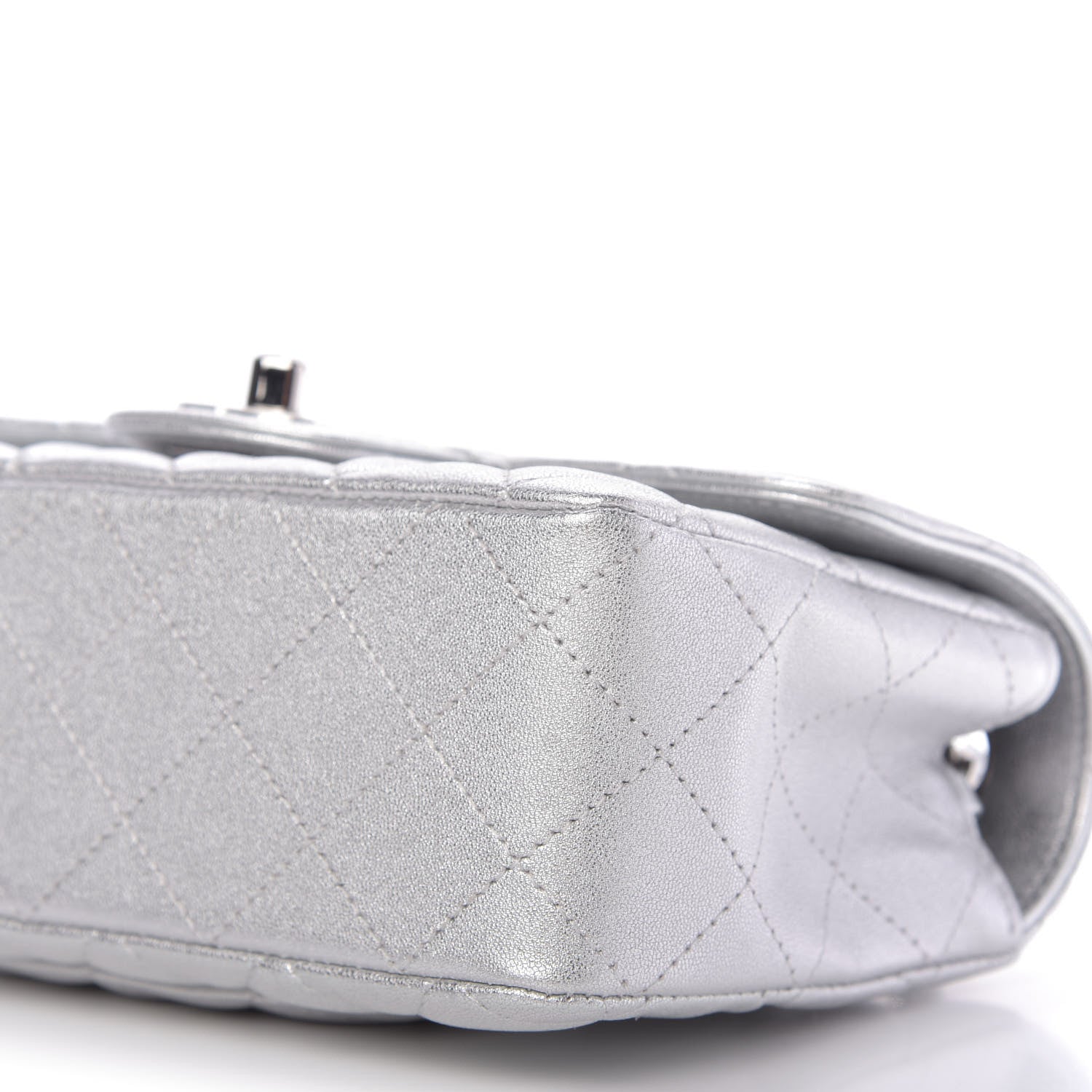 Chanel Metallic Lambskin Quilted Mini Rectangular Flap Silver 7 of 9