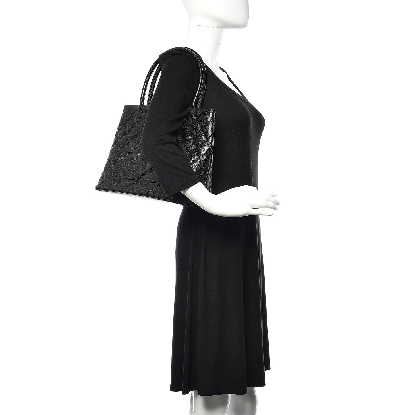 Caviar Quilted Medallion Tote Black