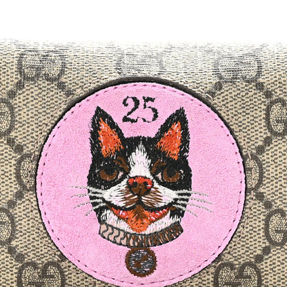 Gucci GG Supreme Monogram Bosco Patch Card Case Wallet Beige Malva Hibiscus Red 9 of 9
