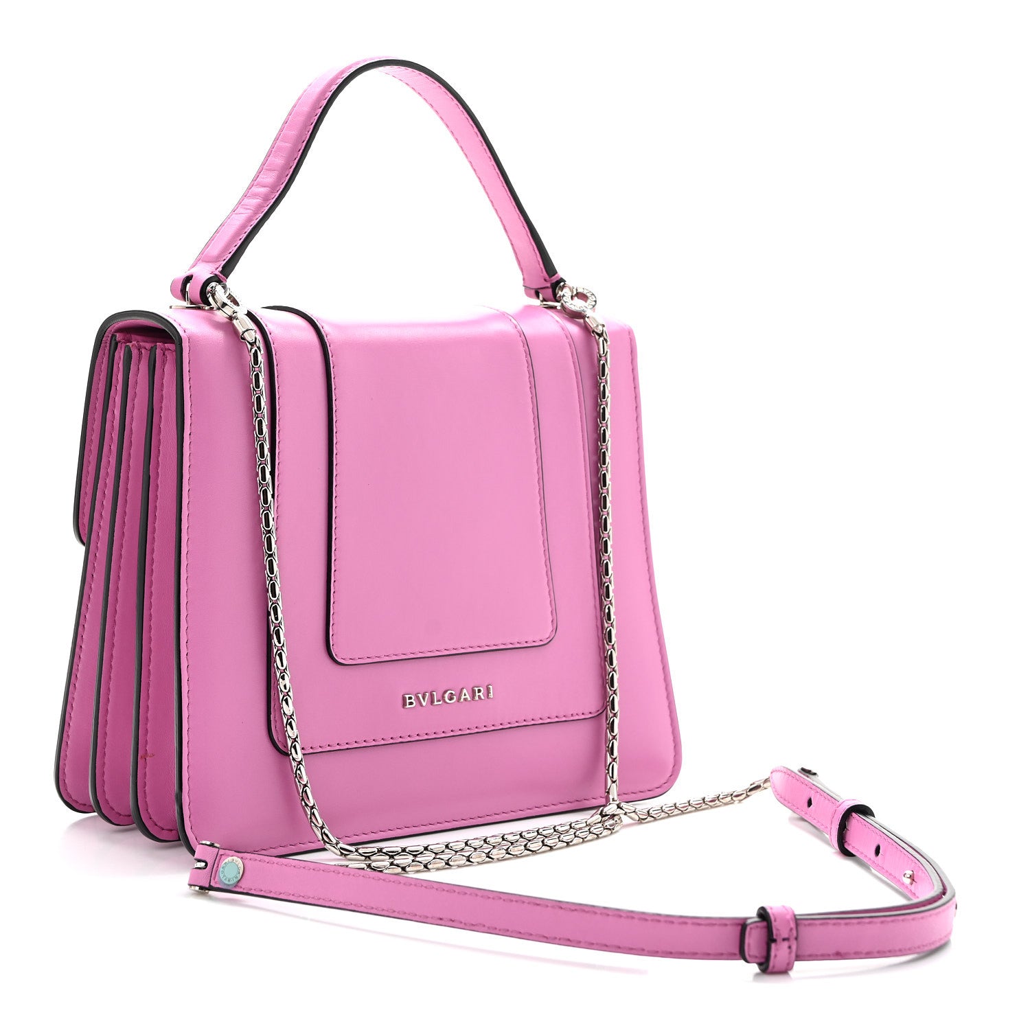 Bulgari Calfskin Serpenti Forever Top Handle Pink 4 of 12
