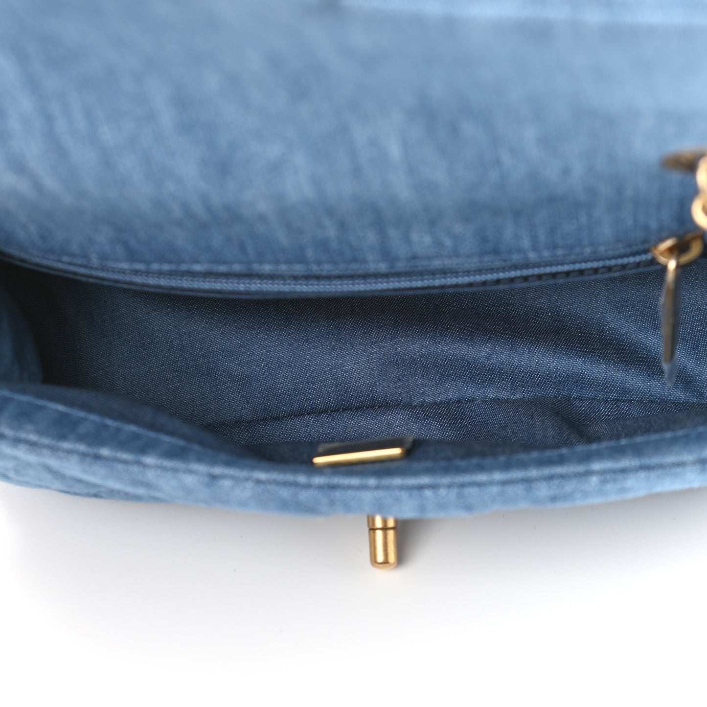 Denim Quilted Mini Pearl Crush Rectangular Flap Blue