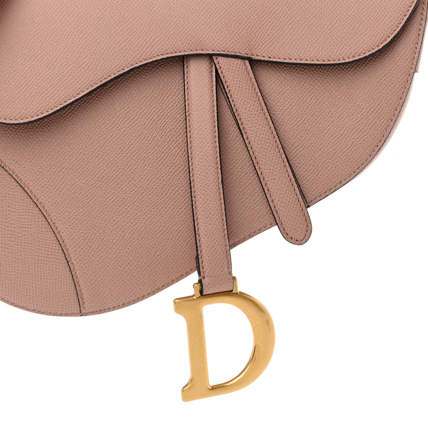Grained Calfskin Saddle Bag With Strap Blush