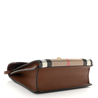 Burberry Derby Calfskin House Check Small Macken Crossbody Bag Tan 4 of 13