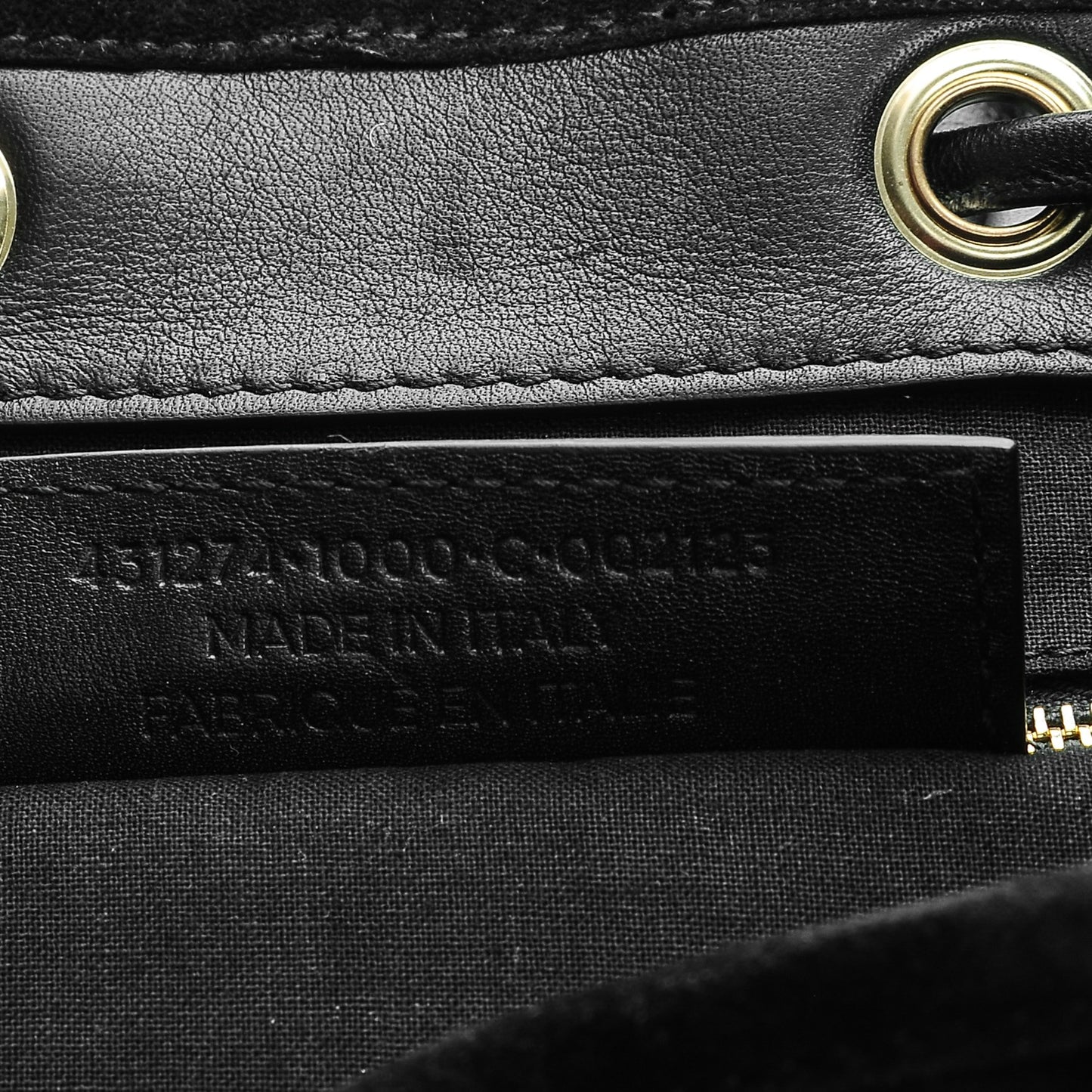 Baby Daim Suede Gold Metallic Edge Hardware Backpack Black