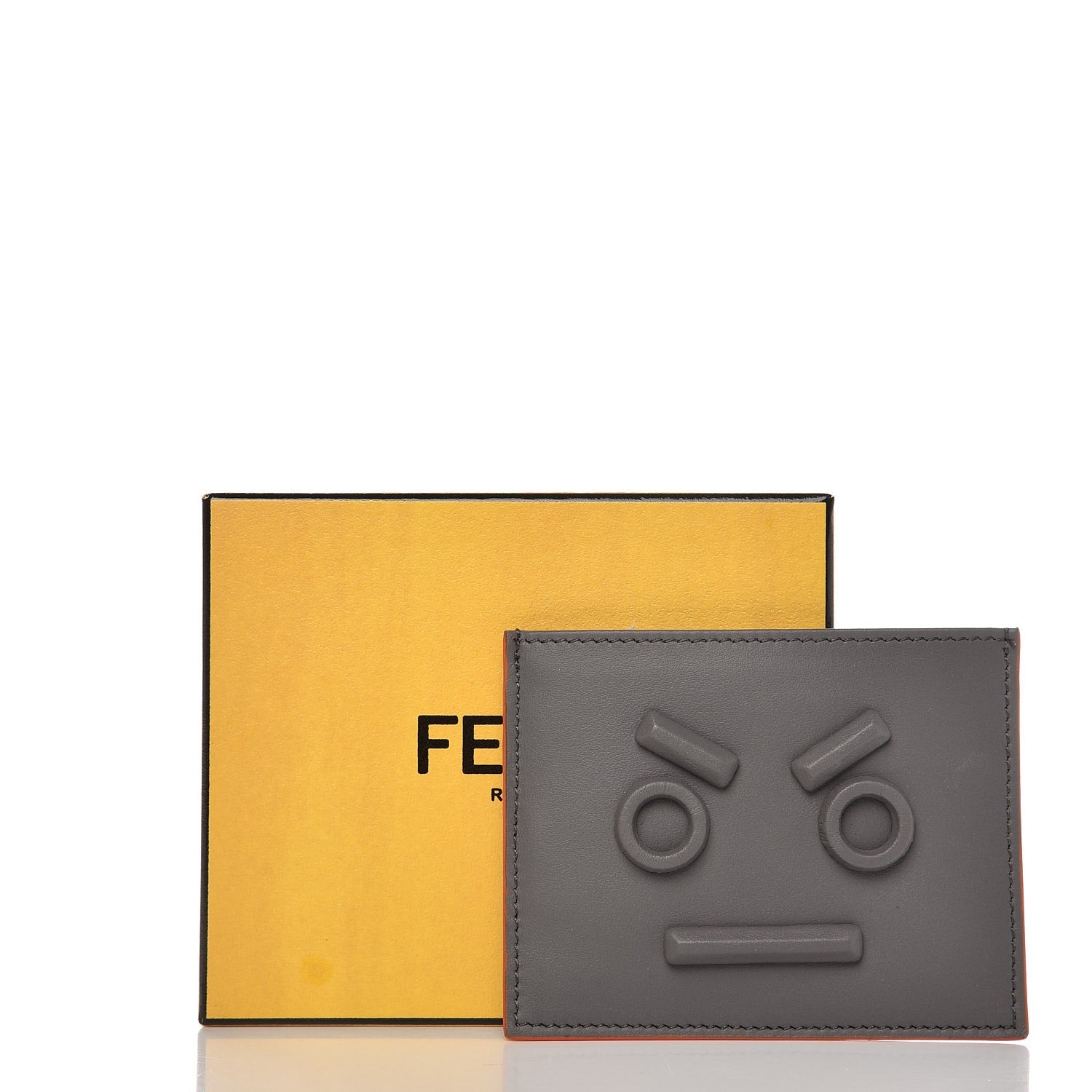 Fendi Vitello Century Face No Words Monochrome Card Holder Acciaio 7 of 7
