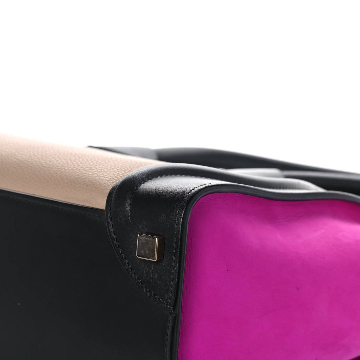 Baby Grained Calfskin Nubuck Micro Tri-Color Luggage Fuchsia