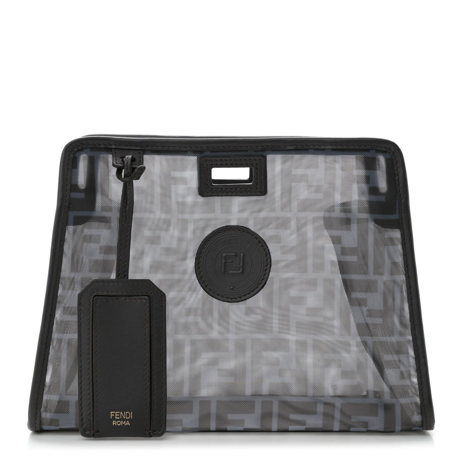 Fendi Mesh Vitello Century FF 1974 Mini Peekaboo Defender Cover Azzurro Black Ebano 1 of 10